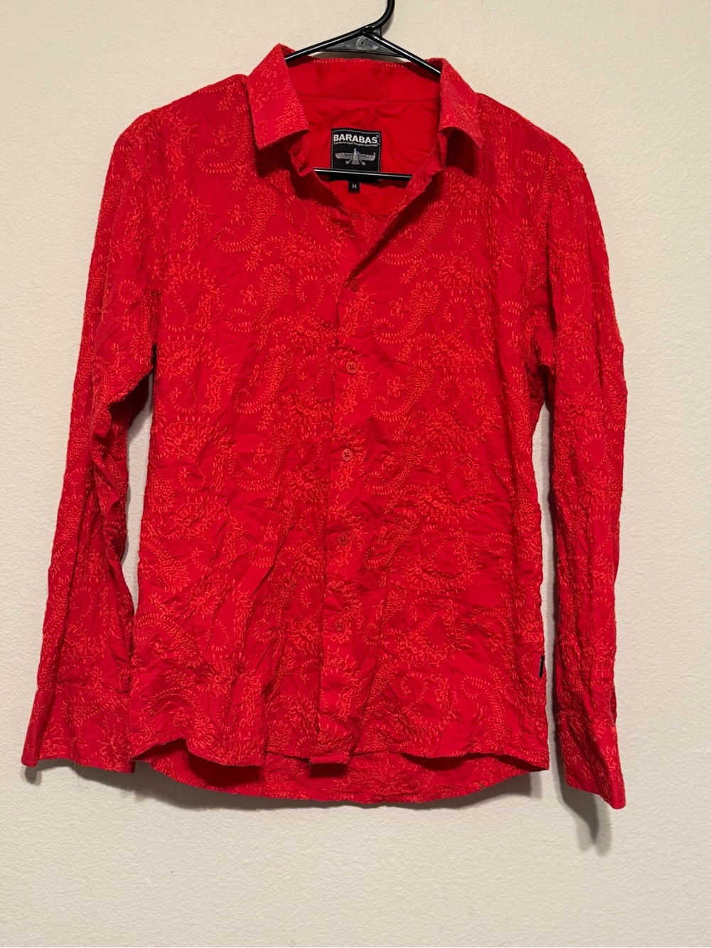 Barabas Red Women's Casual Button-Down Shirt